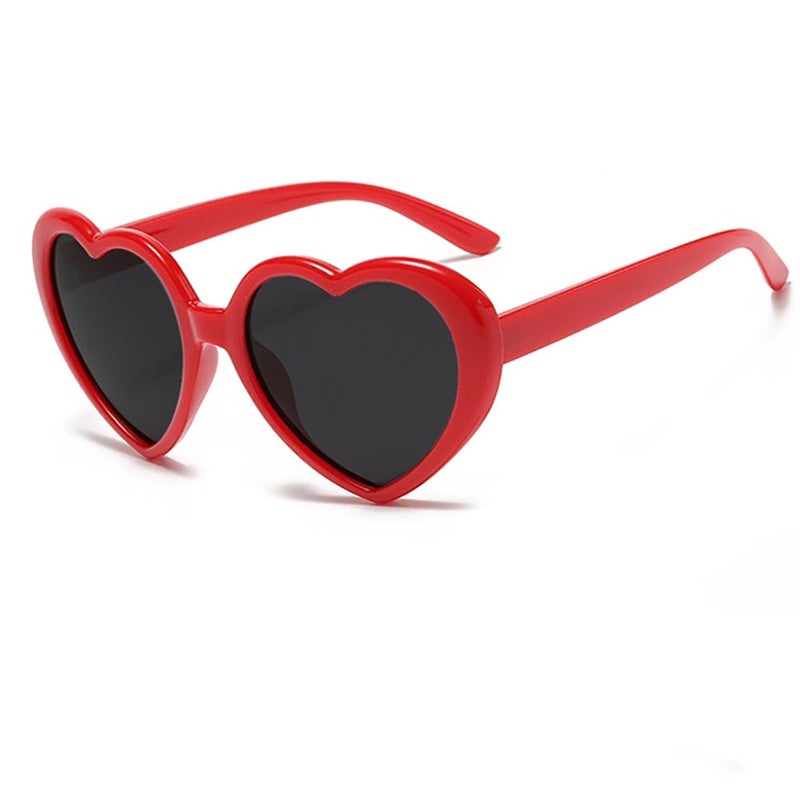 Armear Women Fashion Oversized Heart Sunglasses Retro Lady Girl Cute Love Shaped Large Plastic Eyeglasses Red - Image 1